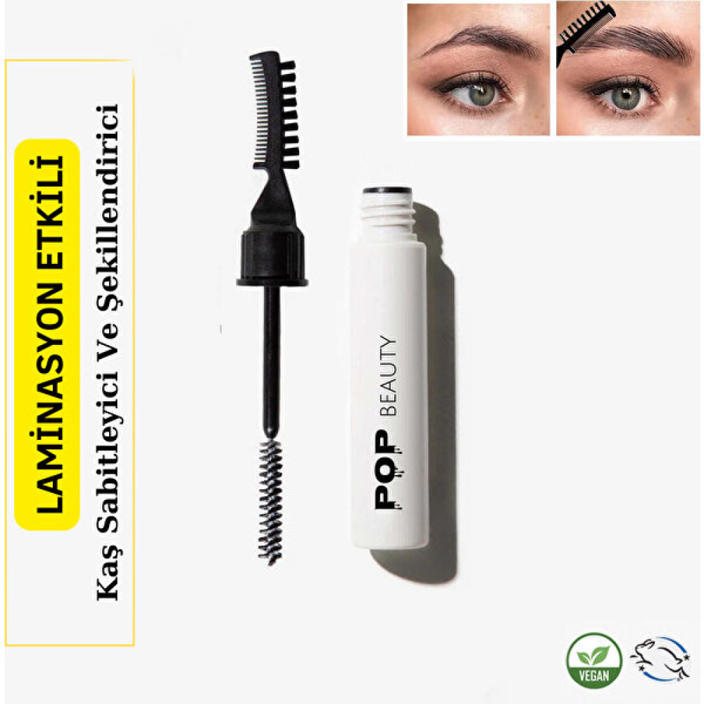 Pop Beauty Kaş Sabitleyici ve Şekillendirici, Kaş Fırçası, Tarağı ve Sabitleyici Jel (Laminasyon Etkili) Makyaj Ürünleri Fiyatı