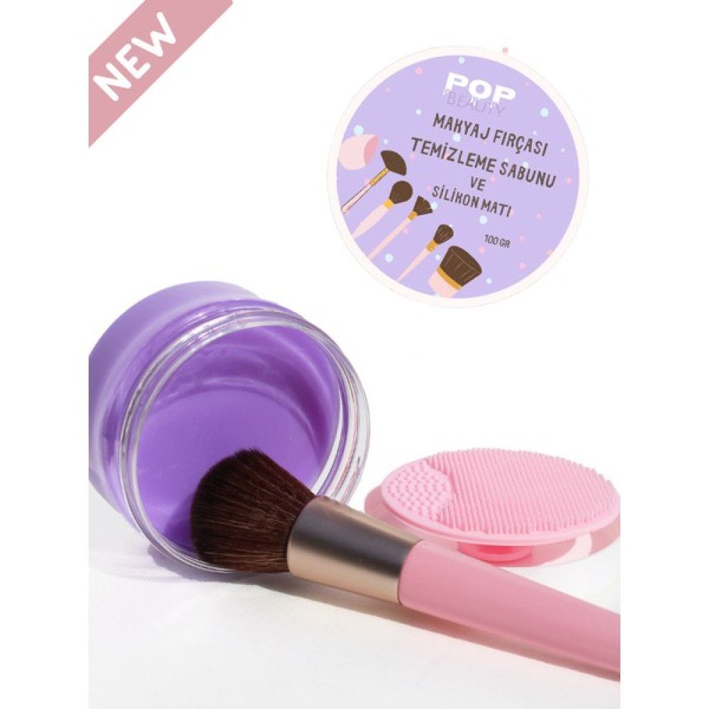 Pop Beauty Makyaj Fırçası, Süngeri Temizleme Sabunu ve Silikon Matı 70 gr - Lila Makyaj Fırça ve Aksesuarları Fiyatı