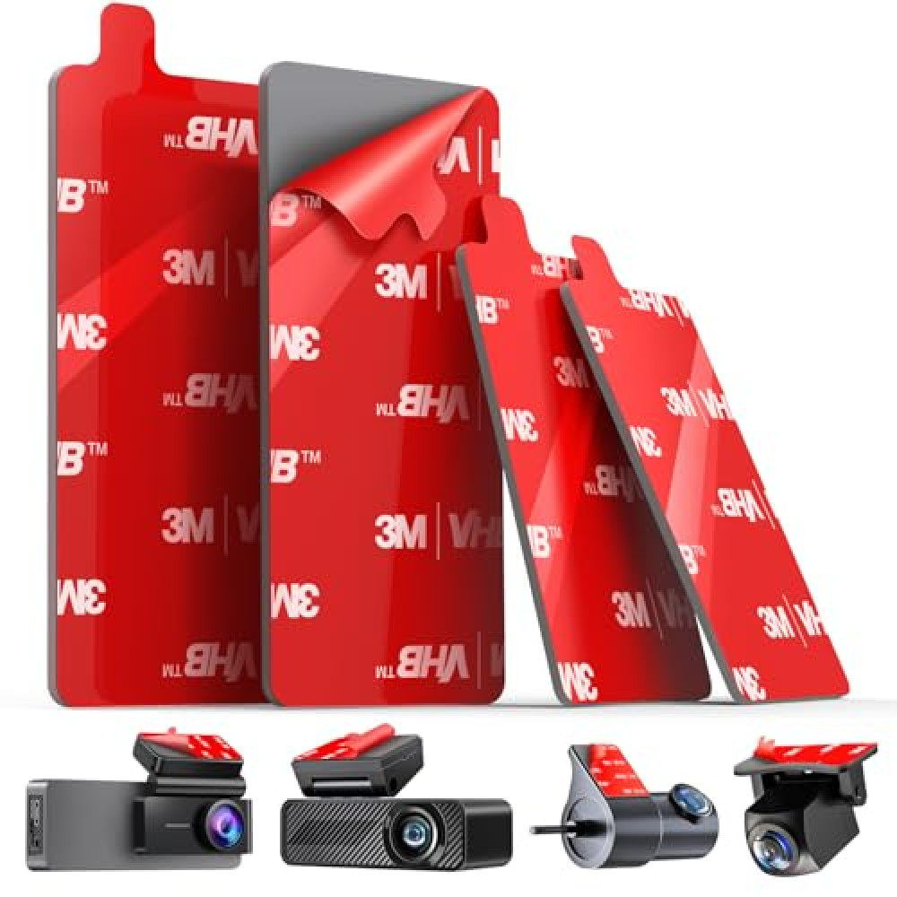 pop-tech Adhesive Pad for Dash Cam: 4Pcs Sticky Pads for Dashcam Mount Front Rear - 3M VHB Double Sided Mounting Tape for Square Car Camera - Heat Resistant Replacement Sticker for Windshield Window
