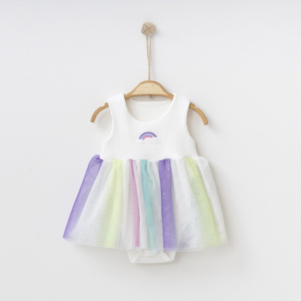 Pop Unicorn Kız Bebek Çıtçıtlı Beyaz Elbise Kız Çocuk Elbise Fiyatı