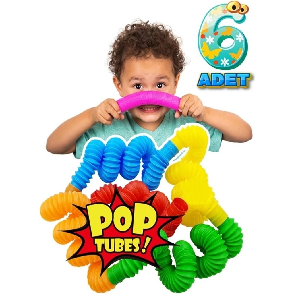 Popit 6'lı Uzayan Renkli Hortum Oyuncak Popit Stres Giderici Pop Tubes Eğlenceli Eğitici Oyuncak ( 6 Adet ) Diğer Fiyatı