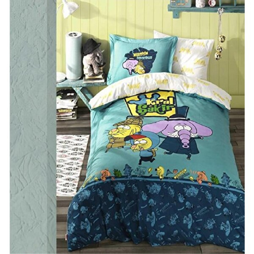 Poplin Tek Kişi.lisanslı Nevr.tak. Kral Şakir - Mavi - Krem - 160 x 220 cm Nevresim Takımı Fiyatı