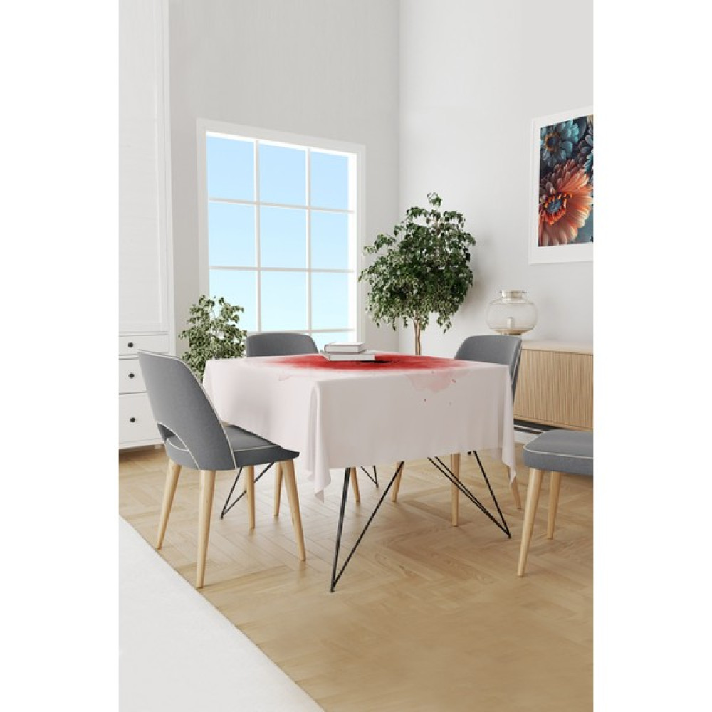 Poppy Red Desenli Süet Dertsiz Masa Örtüsü - Renkli - 140 x 180 cm Masa Örtüsü Fiyatı