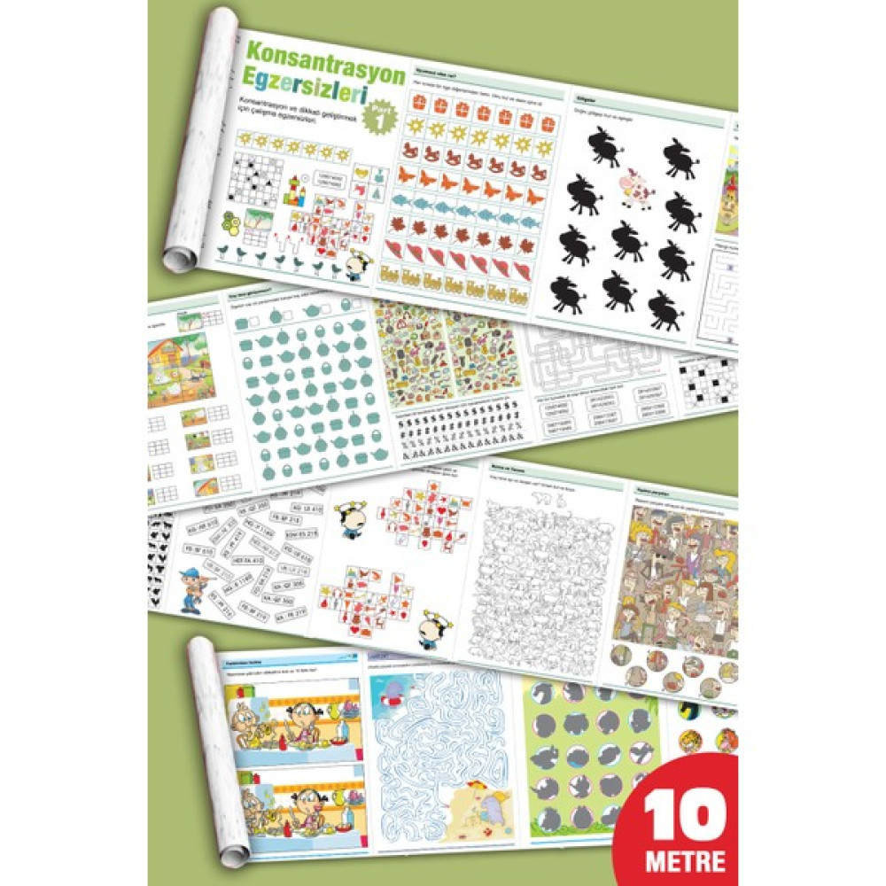 PopŞeker Konsantrasyon Egzersizleri Etkinlik Rulosu V2 - 150+ Egzersiz Büyük Boy Toplam 10 Metre Uzunluk Aktivite & Eğitici Kitaplar Fiyatı