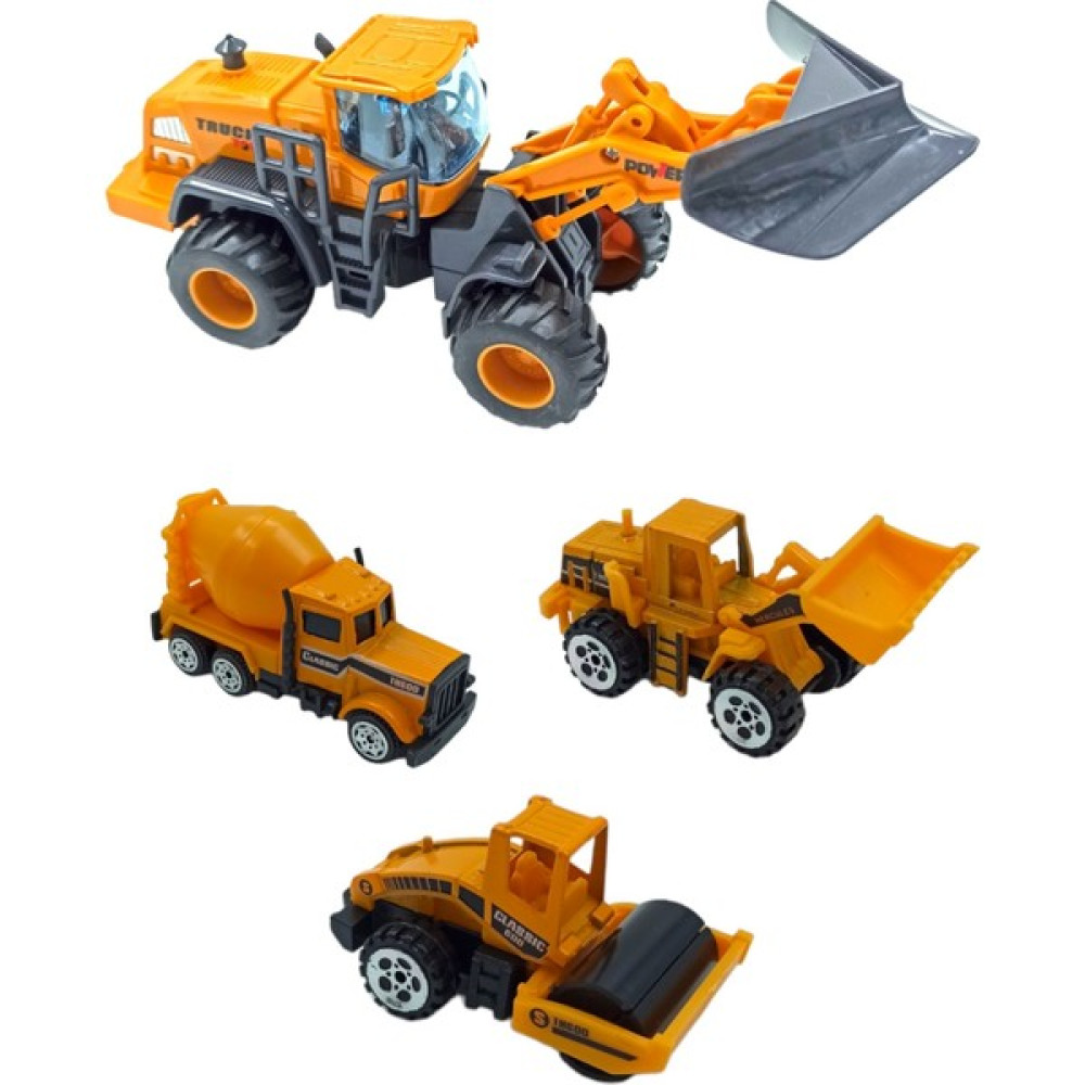 PopŞeker Metal Iş Makinaları Seti 4 Araçlı 1 Adet Büyük Boy Kar Küreme ve 3 Adet Mini Iş Makinaları Seti Oyuncak Araç Fiyatı
