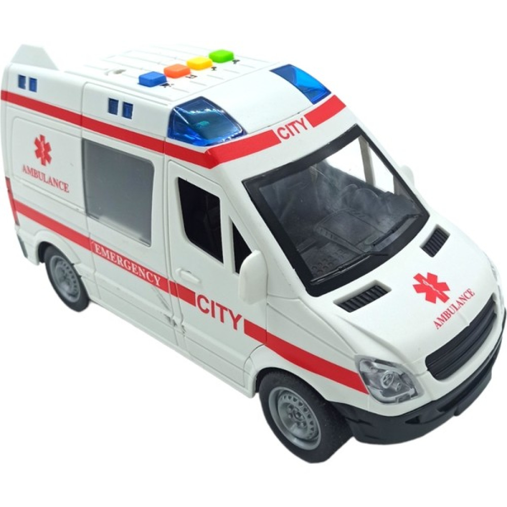PopŞeker PopŞeker Ambulans Sesli Işıklı Kapıları Açılan 21CM. Sürtmeli Oyuncak Ambulans Oto Boyaları Fiyatı