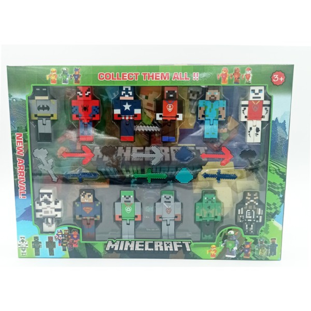 PopŞeker Süper Heroes Minecraft Figürleri 12 Karakter Figür ve Aksesuarları 23 Parça Oyuncak Fiyatı