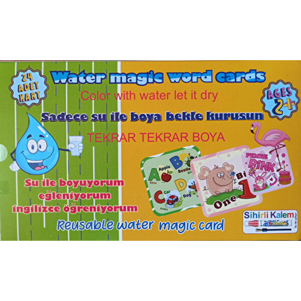 PopŞeker Water Magic Word Cards Sihirli Kalem ve 24 Adet Kart Ingilizce Öğreniyorum Su Ile Boyama Kalemi Çocuk Oyuncağı Fiyatı