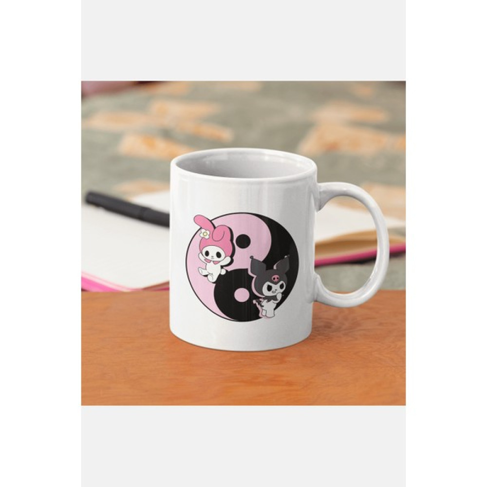 Populus Kuromi Melodyn Yin Yang Kupa Bardak - Beyaz - 350 ml Fincan / Bardak / Kahve Takımı Fiyatı