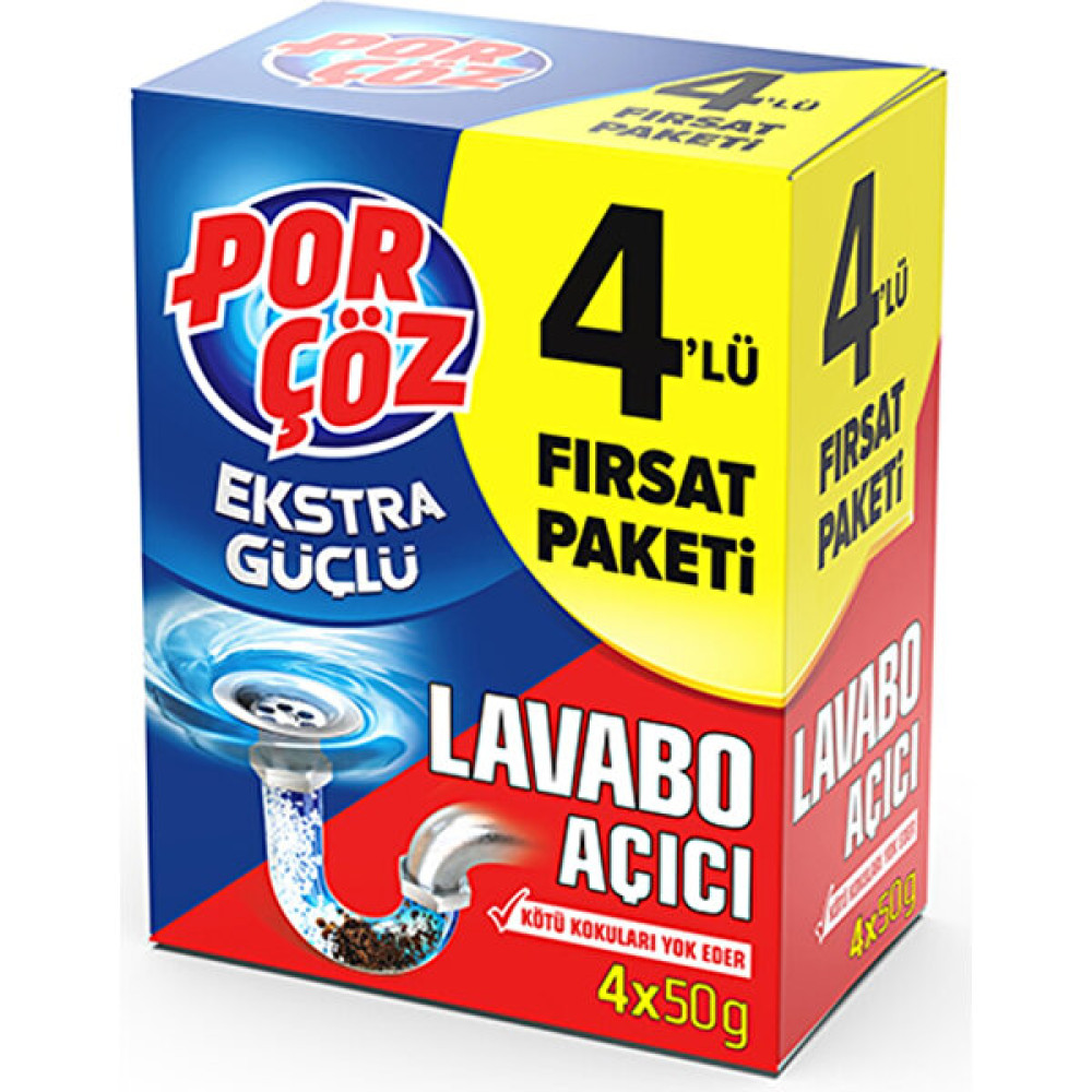 Porçöz Lavabo Açıcı 4X50GR (4'lü Fırsat Paketi) - 50 gr Temizlik Malzemeleri Fiyatı