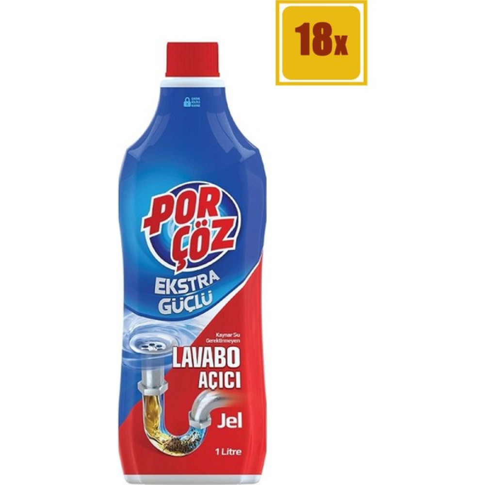 Porçöz Lavabo Açıcı Jel 1000 ml 18'li Set - 1 lt Temizlik Malzemeleri Fiyatı