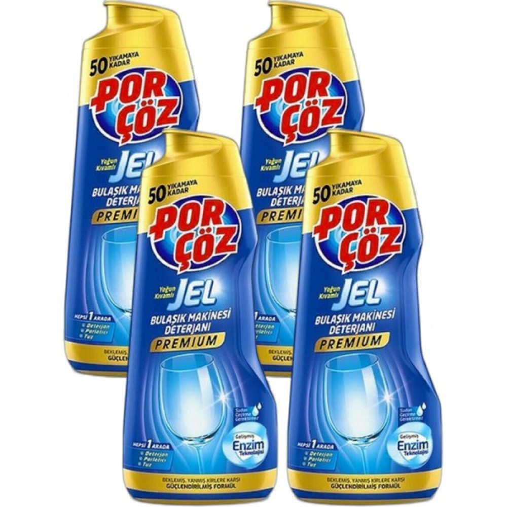 Porçöz Premium Bulaşık Makinesi Deterjanı Jel 900 ml x 4 Bulaşık Yıkama Fiyatı
