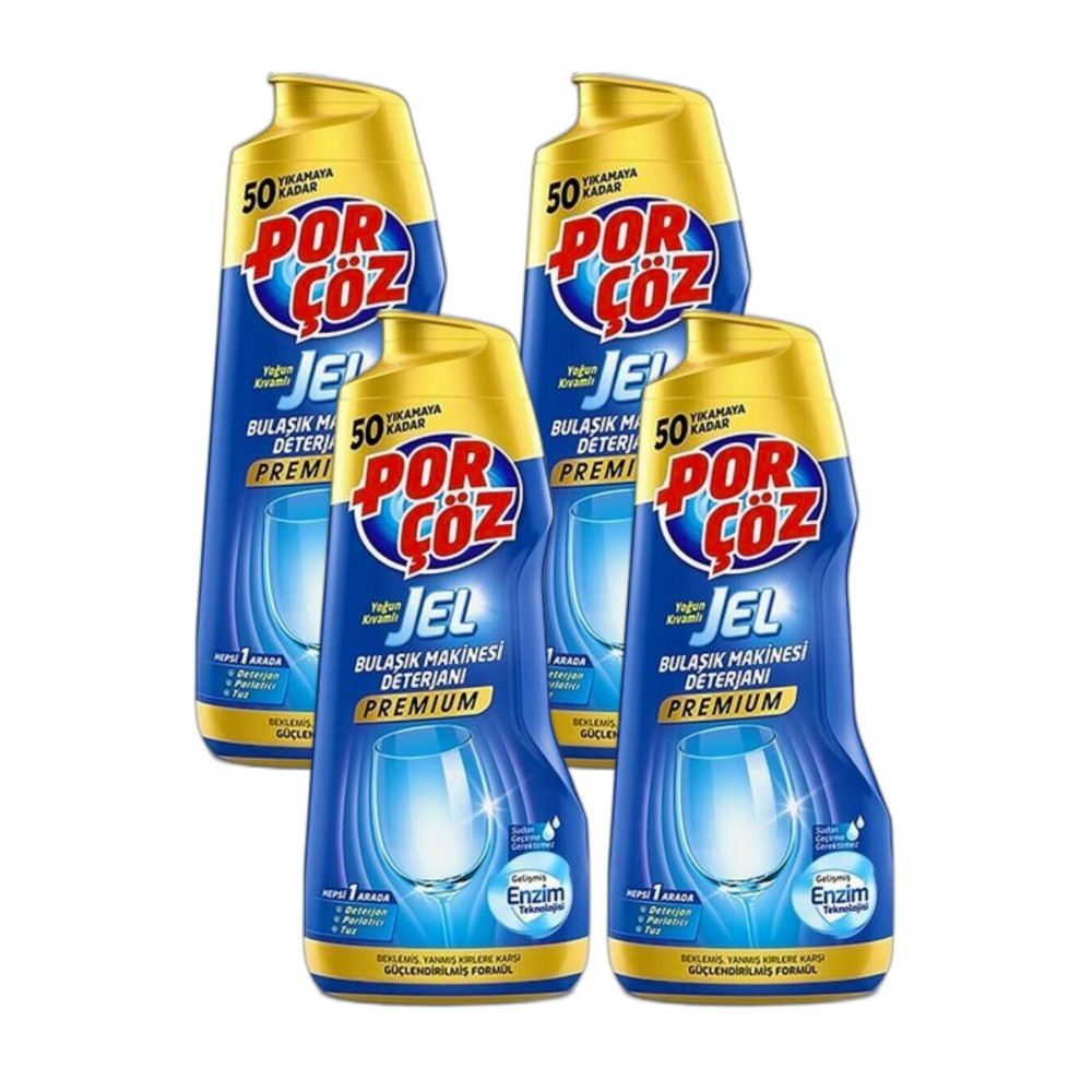 Porçöz Premium Bulaşık Makinesi Deterjanı Jel 900 ml x 4 Adet SÜPER FİYAT Bulaşık Yıkama Fiyatı