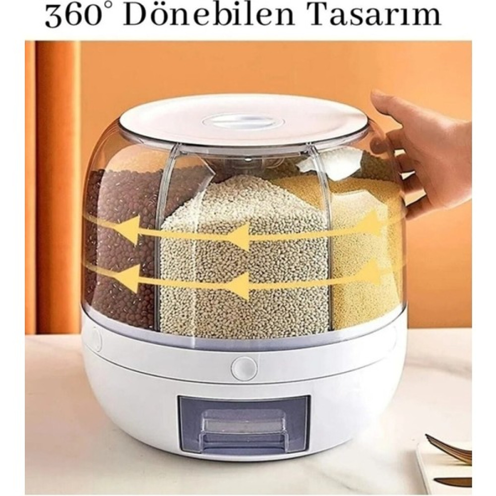 Porlistan Kuru Gıda Bakliyat Organizeri 360 Derece Dönebilen 6 Bölmeli Gıda Organizeri Saklama Kapları Fiyatı
