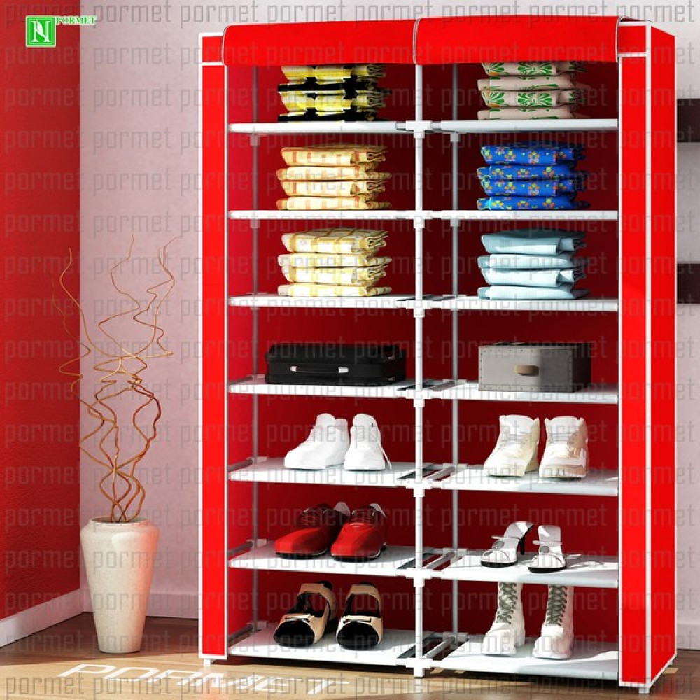 Pormet 2 Bölmeli Bez Dolap Bez Ayakkabılık - Kırmızı Ayakkabılık Fiyatı