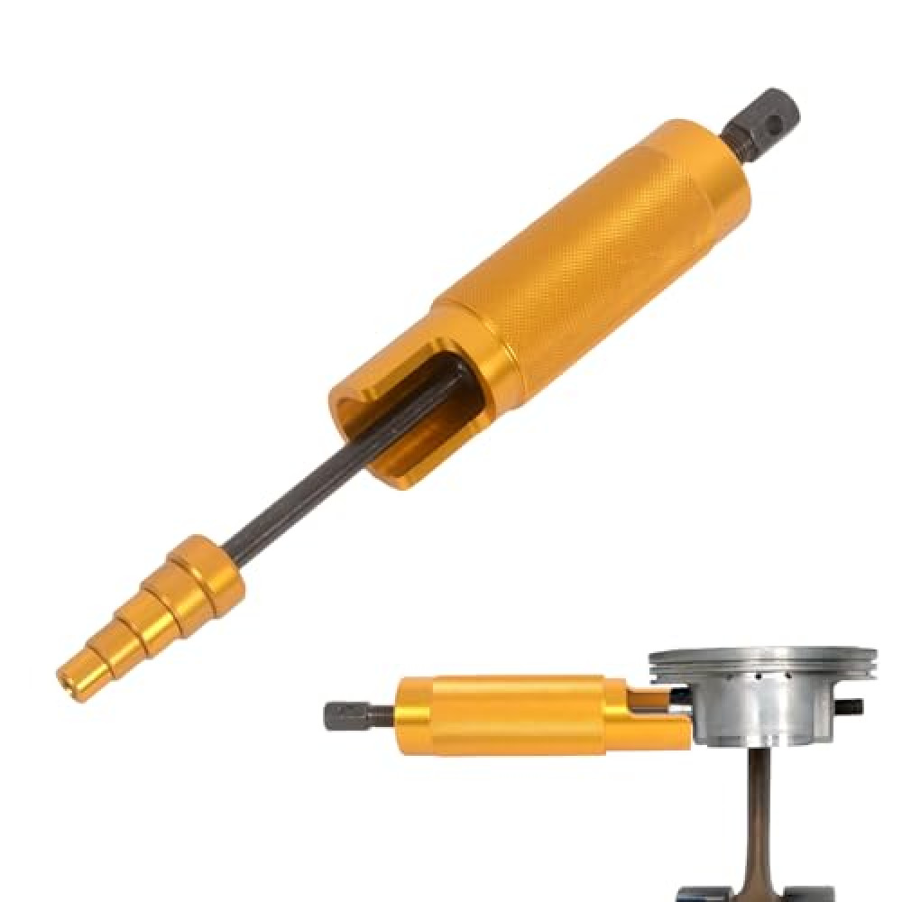 Porotmotor Motorcycle Piston Pin Puller for Partial Skirted Piston, Wrist Pin Puller for Piston,Small Engine Piston Pin Puller with 5 Adapters for 11mm, 13mm, 16mm, 19mm, 22mm Pins in Gold