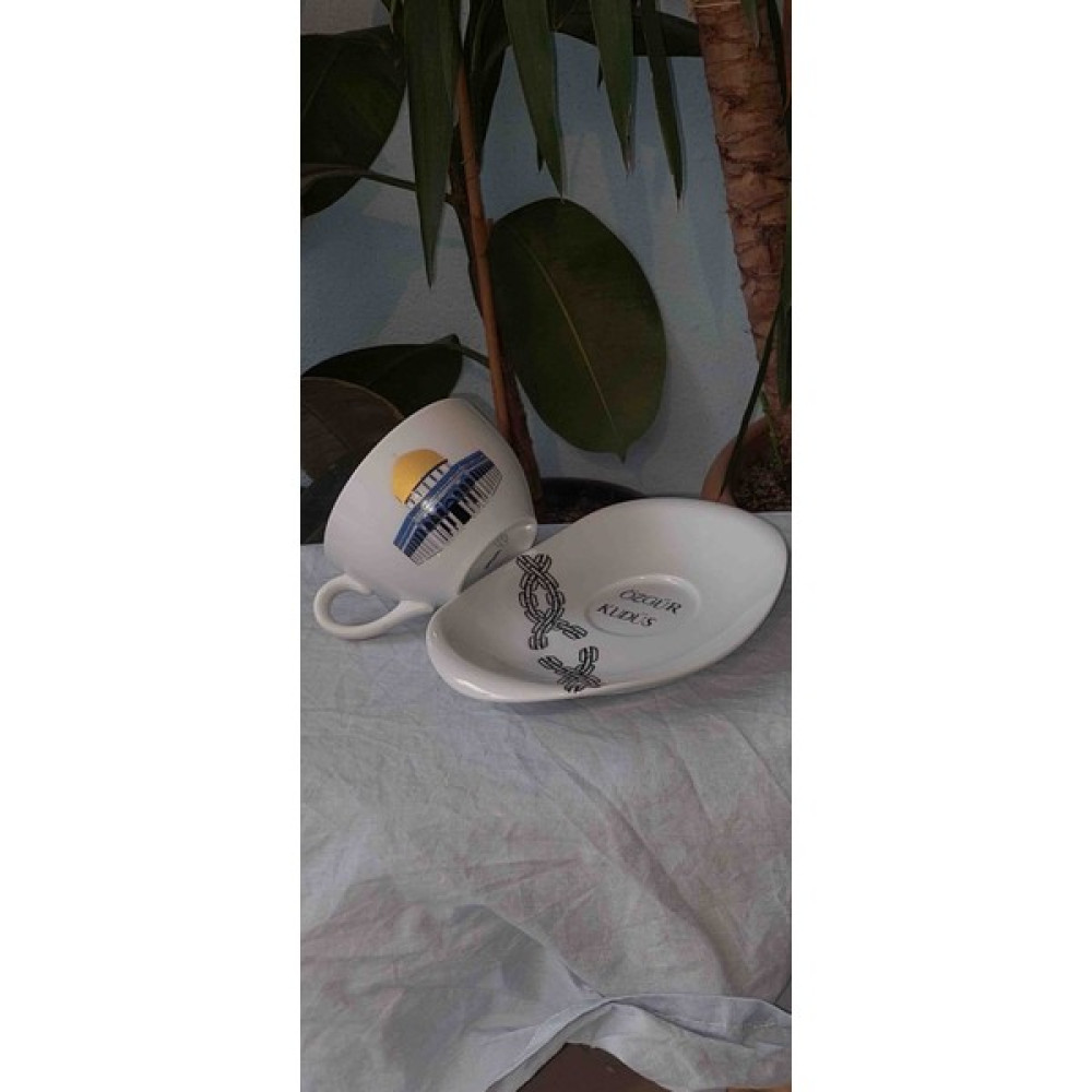 Porselen Kudüs Nescafe Takımı - Açık Gri - Beyaz Fincan / Bardak / Kahve Takımı Fiyatı