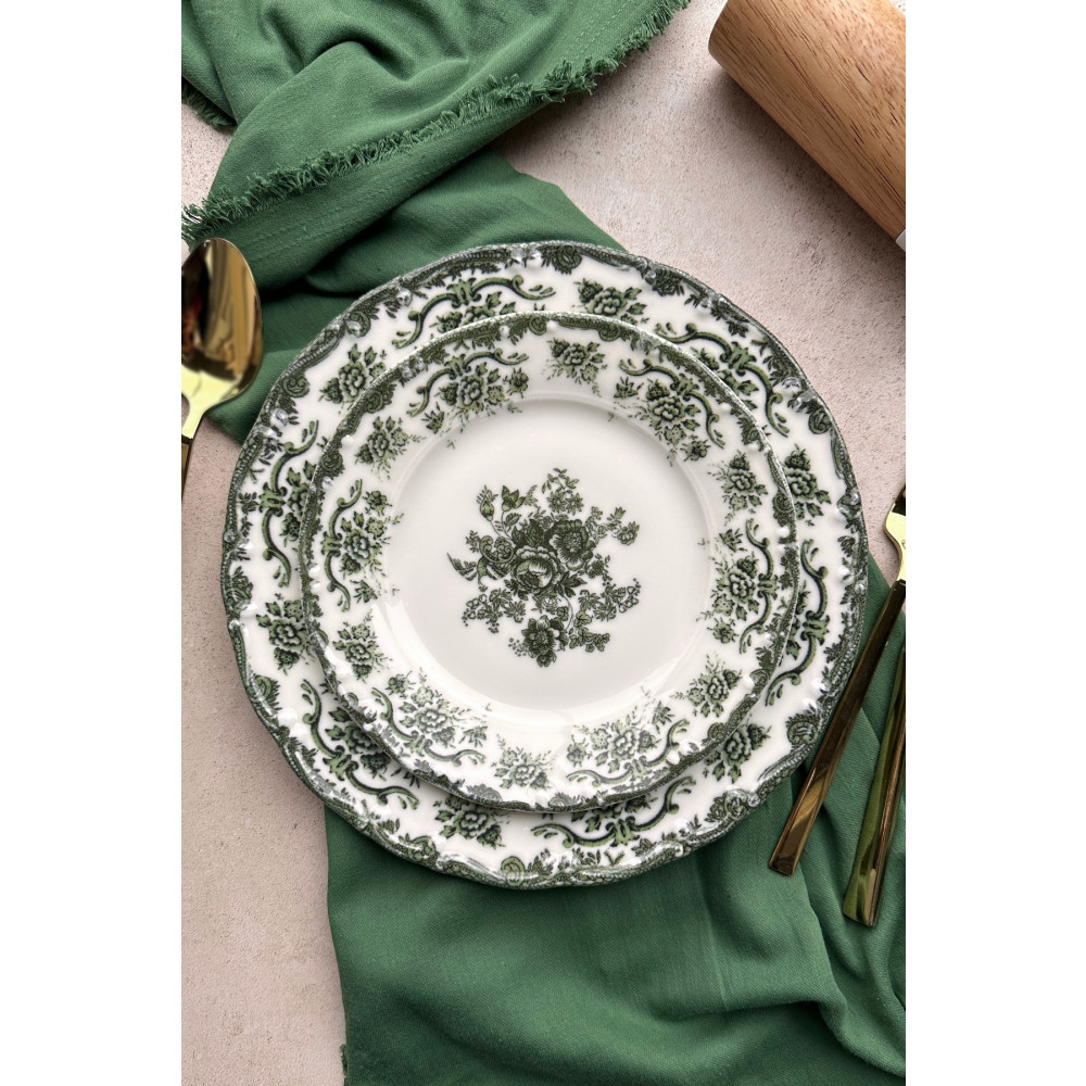 porselenden Antique Green 6 kişilik 19 cm Özel Tasarım Premium Porselen Pasta Tabağı Takımı DB3548 Mutfak Gereçleri Fiyatı