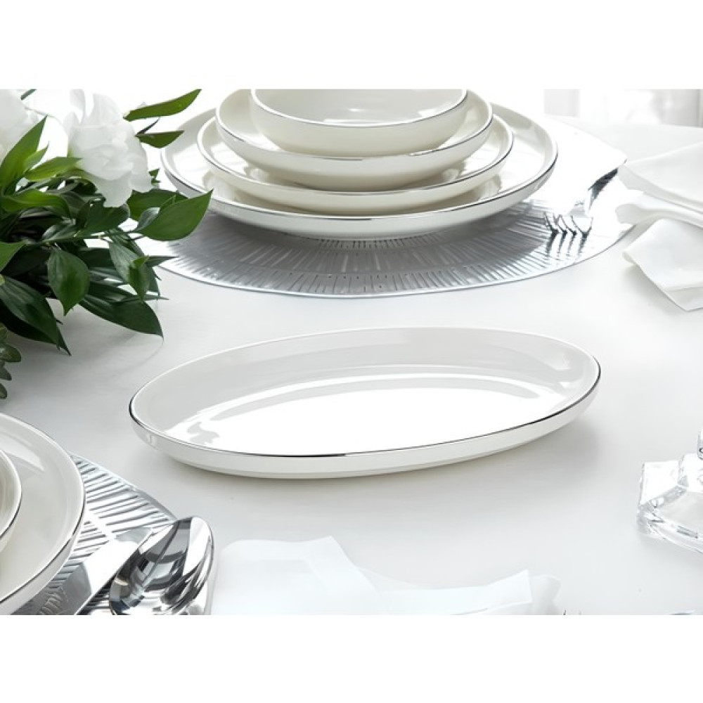 Porselenden Modern Gümüş Silver 2li 25 Cm Kayık Sunum Tabağı Servis Seti Mutfak Gereçleri Fiyatı