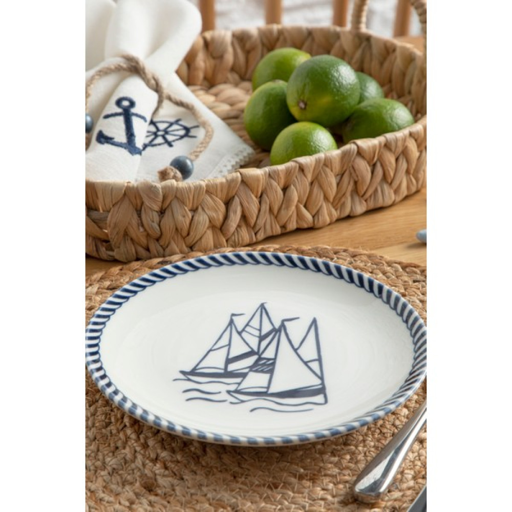 Porselenden Sail Porselen Pasta Tabağı 19 cm Beyaz Lacivert Mutfak Gereçleri Fiyatı