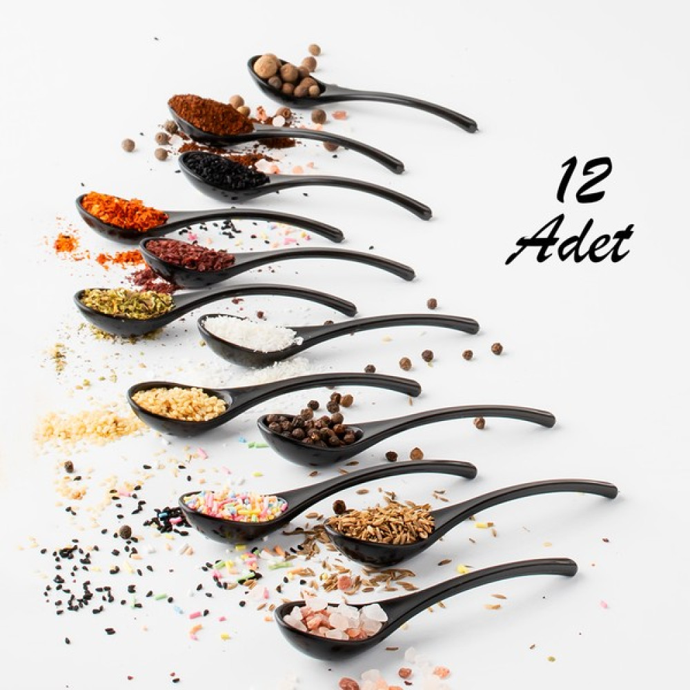 Porsima 0793-1 Baharat Kaşığı Kahvaltılık Bal Şeker Reçel Servis Kaşığı Siyah 12 Adet Çatal / Kaşık / Bıçak Takımları Fiyatı