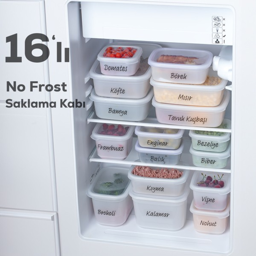 Porsima 1046 16'lı No Frost -25°c Derin Dondurucu Mikrodalga Yiyecek Erzak Saklama Kabı Seti Beyaz Saklama Kapları Fiyatı