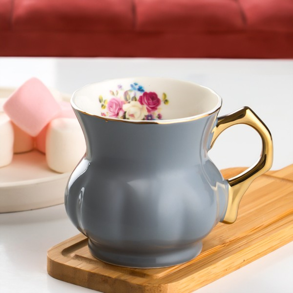 Porsima 11607 Gold Yaldızlı Porselen Mug Kupa Bardak - Kulplu Çay Kahve Bardağı - 200 cc - Gri Fincan / Bardak / Kahve Takımı Fiyatı