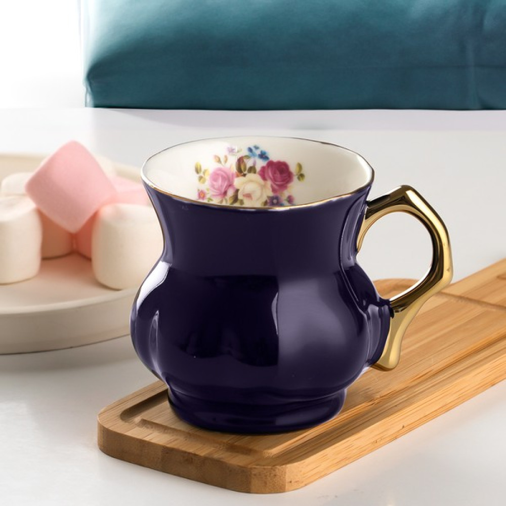 Porsima 11607 Gold Yaldızlı Porselen Mug Kupa Bardak - Kulplu Çay Kahve Bardağı - 200 cc - Lacivert Fincan / Bardak / Kahve Takımı Fiyatı