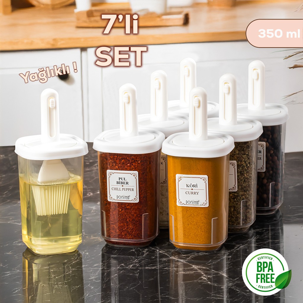 Porsima 4365 7li Kaydırmalı Kaşıklı Sızdırmaz Kapaklı Etiketli Baharatlık Seti - Saklama Kabı - Beyaz - renk Çatal / Kaşık / Bıçak Takımları Fiyatı