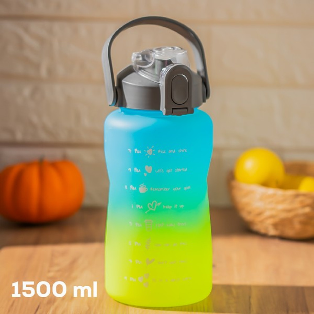 Porsima 700.106 Su Şişesi - Motivasyon Su Matarası - Plastik Renkli Spor Suluk - Mavi Yeşil 1500 ml Suluk Fiyatı