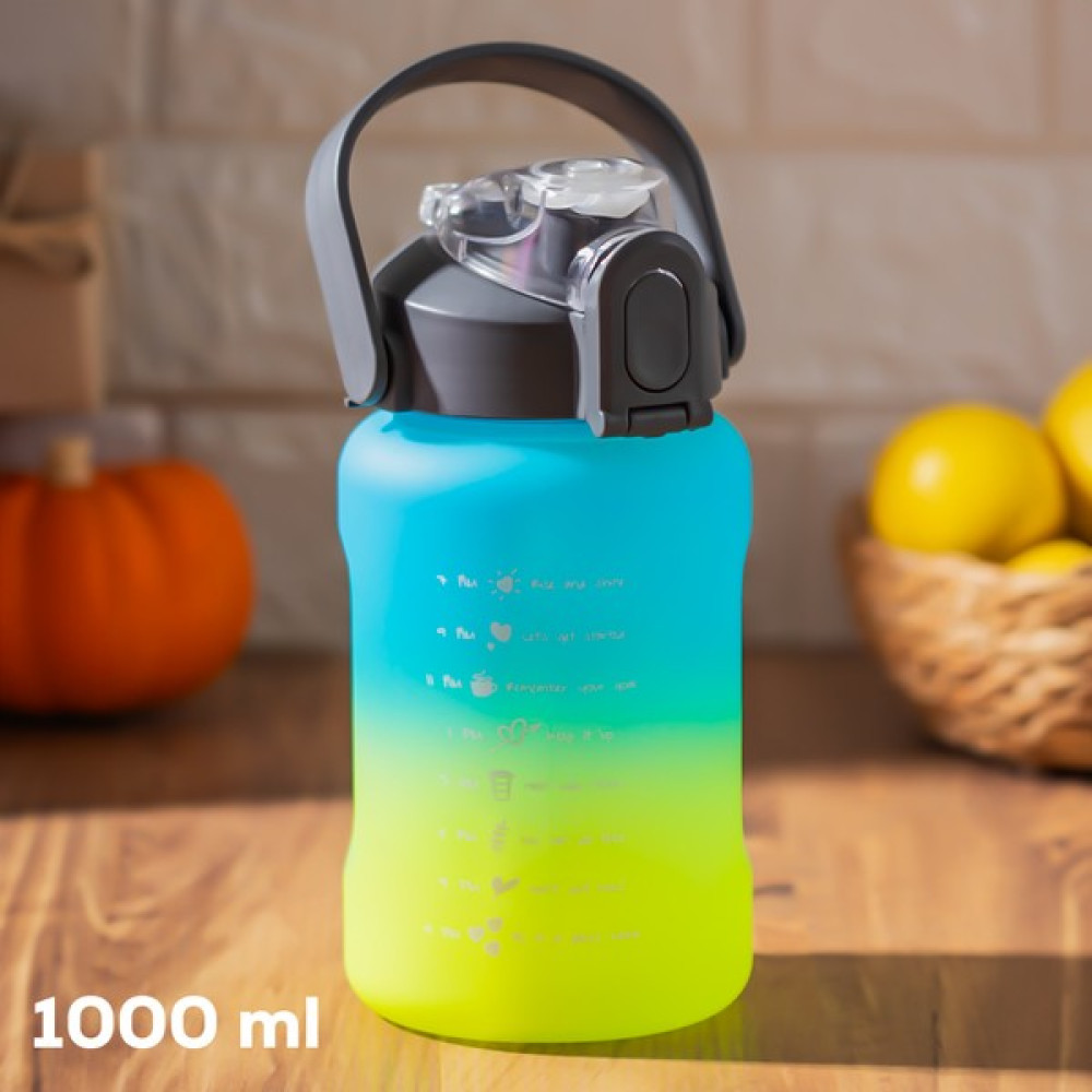 Porsima 700.114 Su Şişesi - Motivasyon Su Matarası - Plastik Renkli Spor Suluk - Mavi Yeşil 1000 ml Suluk Fiyatı