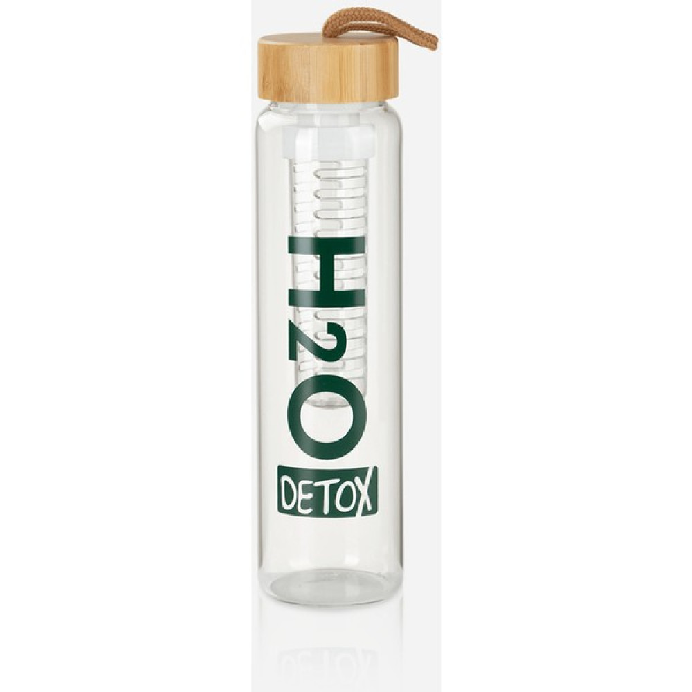 Porsima 75994 Cam Su Şişesi H2O Baskılı Süzgeçli Detox Matara Suluk Şeffaf 1000 ml Suluk Fiyatı