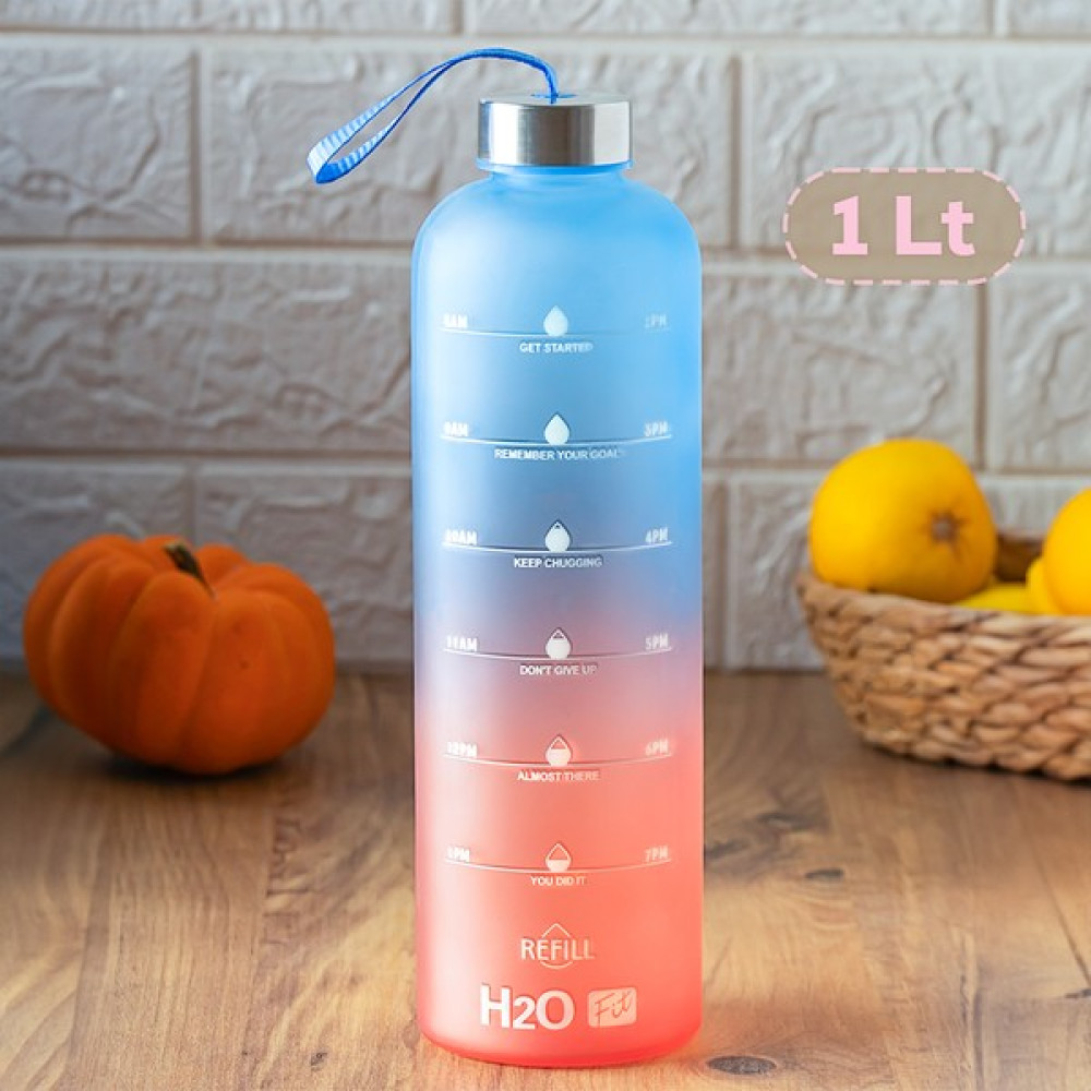 Porsima 87181 Cam Motivasyon Matarası Desenli Renkli Su Şişesi Baskılı Suluk - 1000 ml - Mavi Pembe Suluk Fiyatı