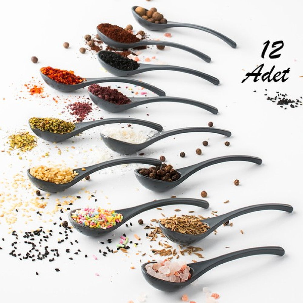 Porsima Baharat Kaşığı Bal Şeker Reçel Servis Kaşığı Antrasit 12 Adet - Gri Çatal / Kaşık / Bıçak Takımları Fiyatı