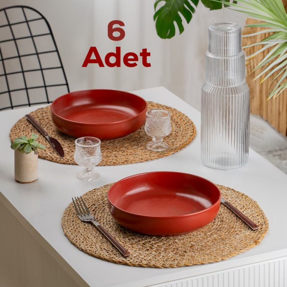 Porsima CL-13018 6'lı Hasır Supla Örgü Amerikan Servis Seti - Tabak Tava Tencere Altlığı 35X35 cm - 35 x 35 cm - Ahşap Amerikan Servis Fiyatı