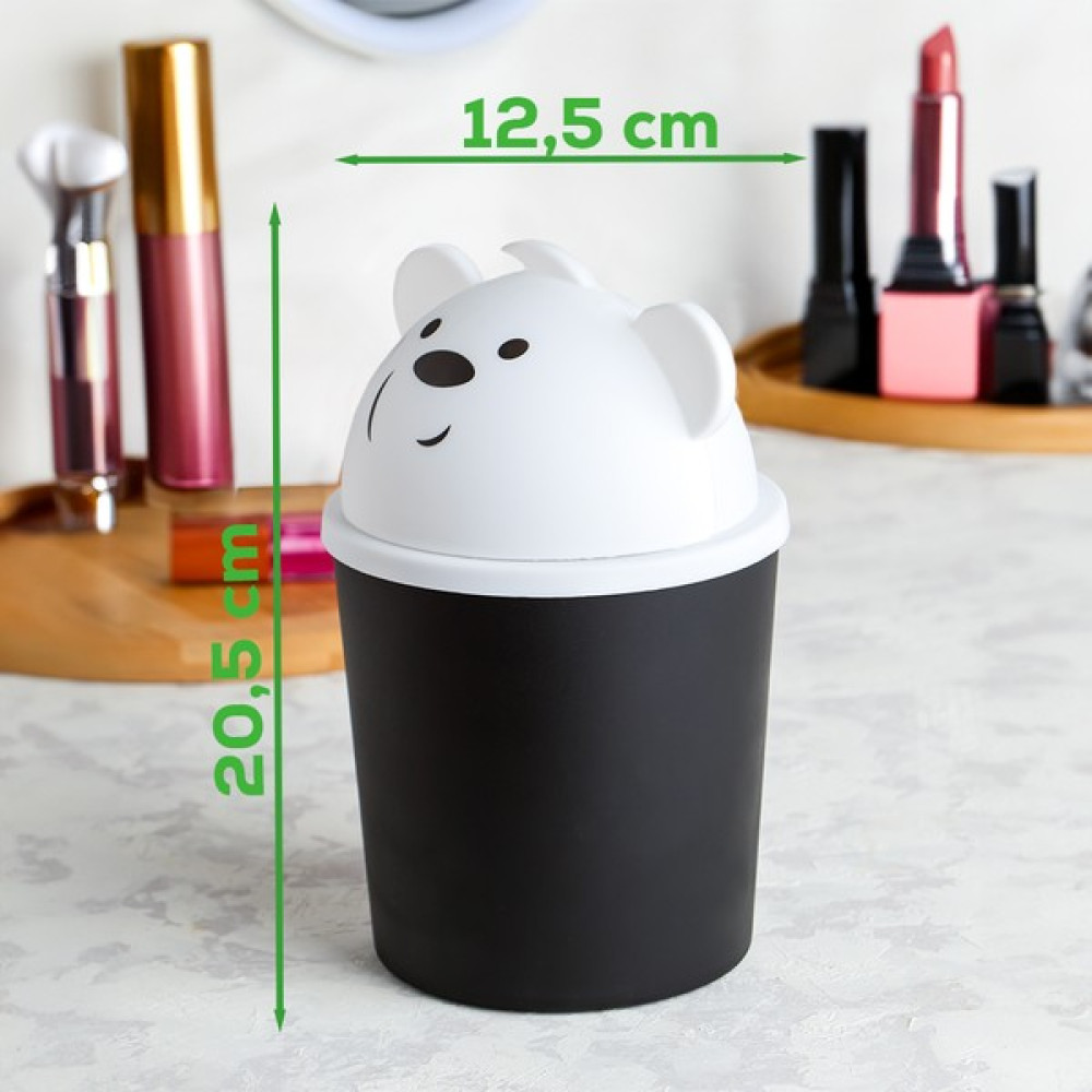 Porsima L-00586 Hippo Minik Ayıcık Görünümlü Masaüstü Çöp Kovası - Çöp Kutusu Siyah Beyaz 2 L Çöp Kovaları Fiyatı