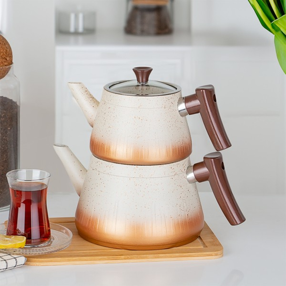 Porsima Redline Bakalit Kulp Granit Çaydanlık Takımı Beyaz - Granit Çaydanlık Takımı Çay / Çaydanlık Setleri Fiyatı