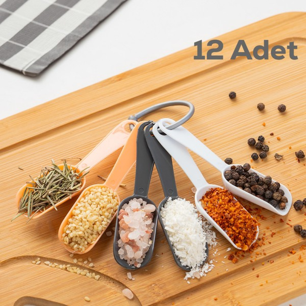 Porsima SC-4011 12 Adet Renkli Mini Servis ve Baharat Kaşığı-Baharat Kahve Şeker Kaşığı-Ölçü Kaşığı - Beyaz Çatal / Kaşık / Bıçak Takımları Fiyatı