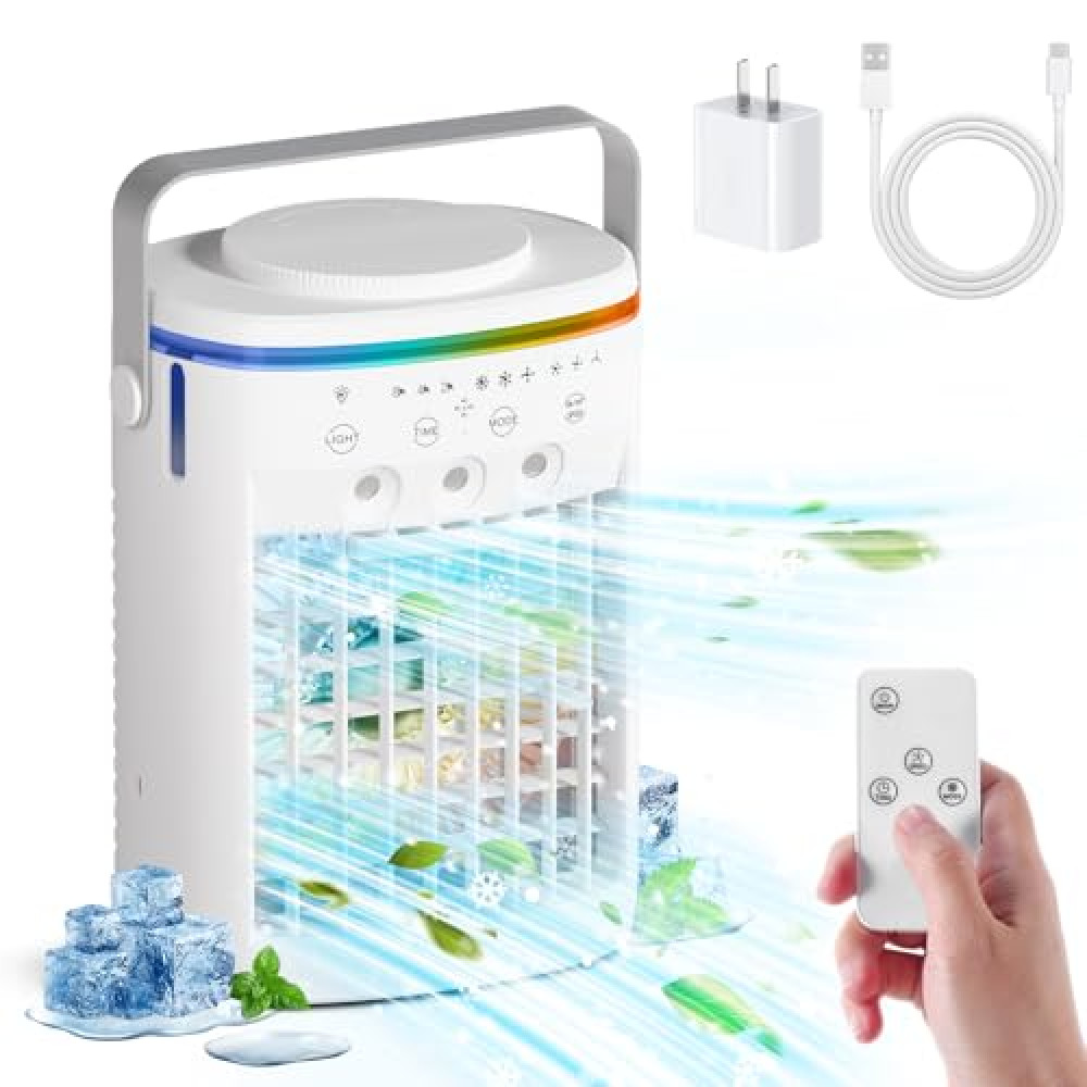 Portable Air Conditioner,Cooling Fan with 3 Speeds &3 Modes,2-8H Timer,1000ml Water Tank, Remote Control,4 in 1 Humidifier, Air Conditioner,Fan,Night Light,Evaporative Air Cooler for Home,Office Air Conditioners Fiyatı