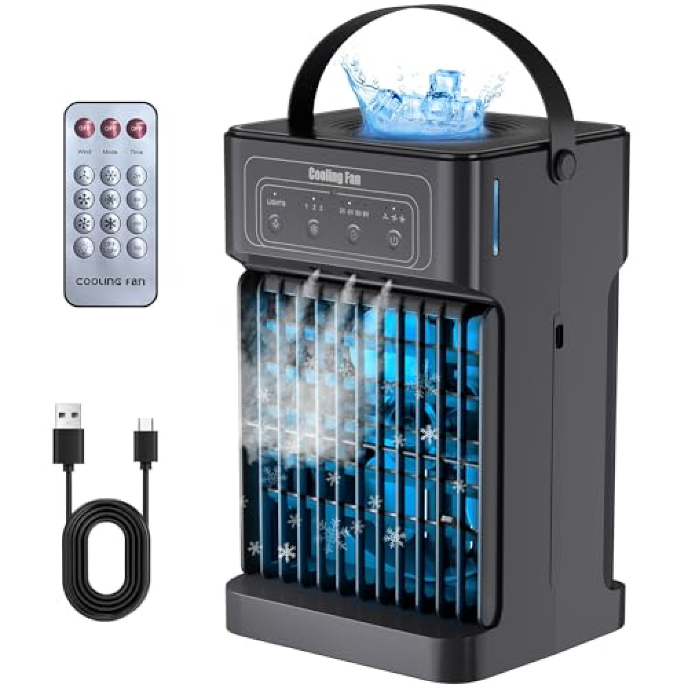 Portable Air Conditioners, 2025 Upgraded 4-IN-1 Portable AC Unit with 3 Cool Mist &Speeds, 7 Night Light & 2-8H Timer Evaporative Air Cooler, Personal Mini Air Conditioner for Bedroom, Camping, Office Air Conditioners Fiyatı