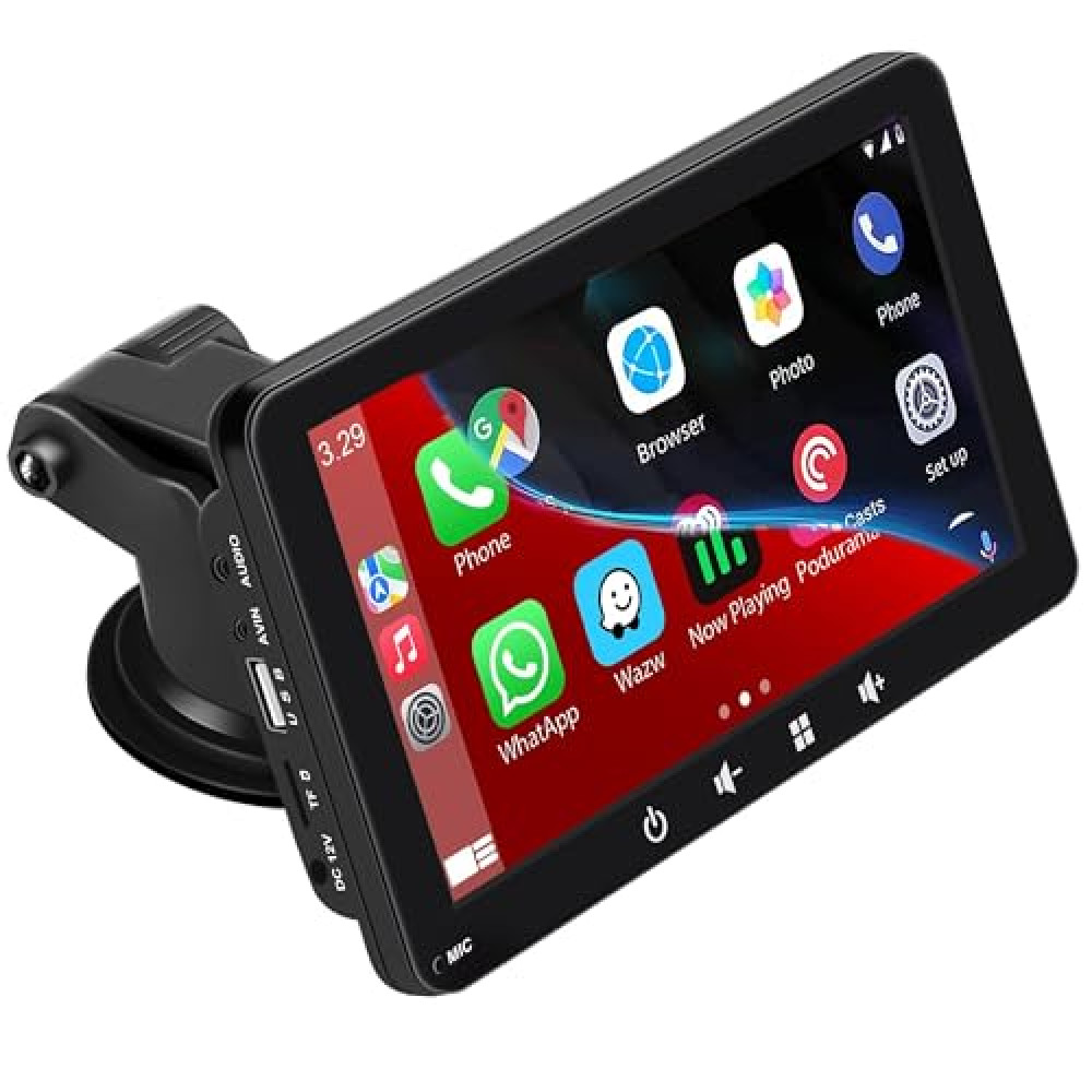 Portable Car Stereo,for Wireless Apple Carplay & Android Auto,7 Inch 1080P HD Touch Screen Radio with BT 5.0, Mirror Link Support Truck RV Dash Mount (7 inch) (7 inch)