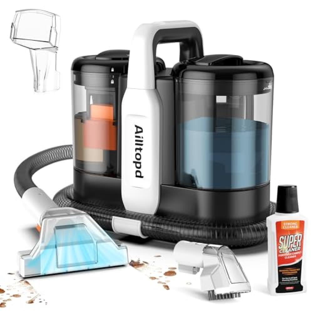 Portable Carpet & Upholstery Spot Cleaner, Powerful Suction & Spot Remover, Deep Stain Cleaning for Carpet, Car Seats, Pets, Stairs, Couches, with Dual Size BrushHead Carpet Washing Machines Fiyatı