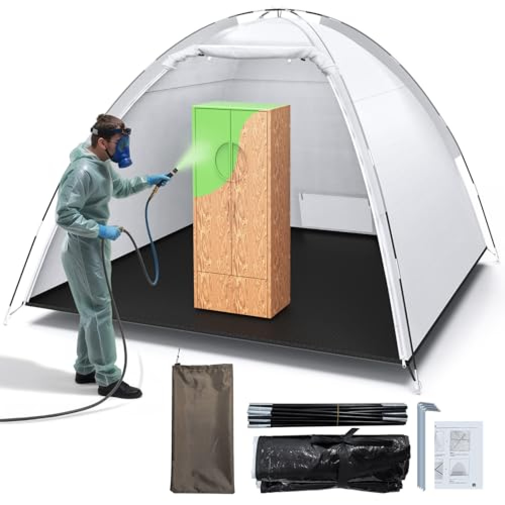 Portable Paint Booth Tent - 10x8x6.6ft Larger Spray Paint Tent with Built-in Floor, Mesh Screen, and Ground Stakes, Spray Booths Painting Tent Station for Furniture DIY Hobby Tool, Spray Paint Shelter