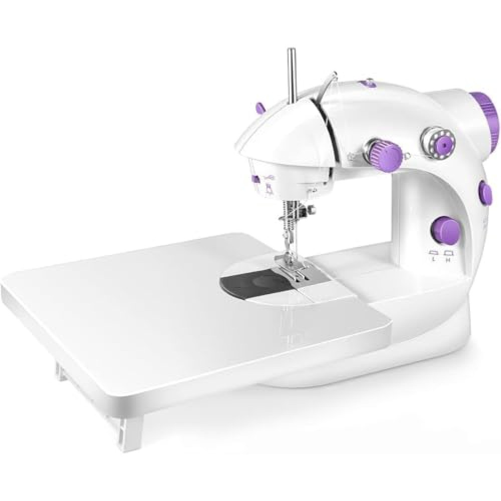 Portable Sewing Machine with Extension Table and Light, Mini Handheld Sewing Machine with Upgraded, Two Threads Double Speed Double Switches, Easy to Use for Kids, Beginners and DIY