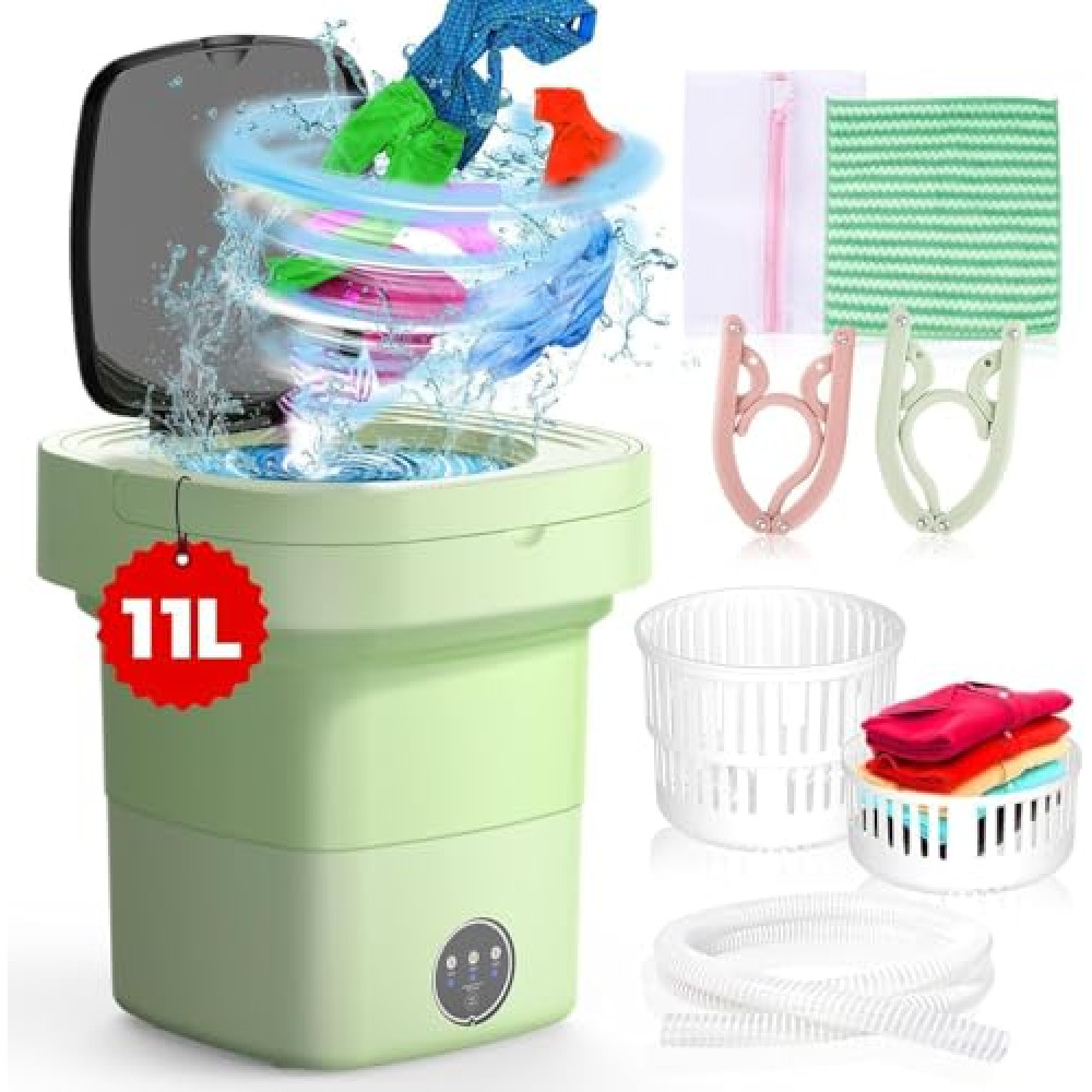 Portable Washing Machine, 11L Mini Washing Machine with 3 Cleaning Modes, Suitable for Baby Clothes, Underwear, Socks, Small Washing Machine Folding Design Suitable for Apartments, Camping & Travel Washing Machines Fiyatı