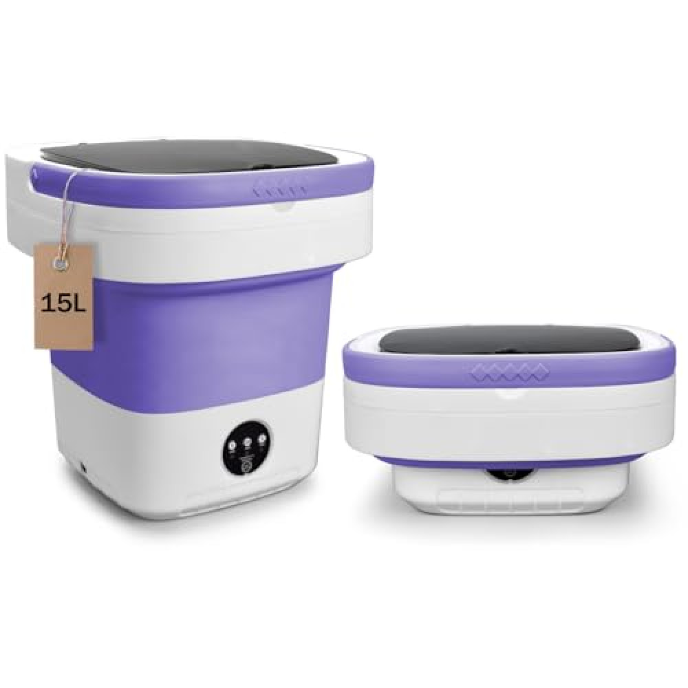 Portable Washing Machine, Upgraded 15L Mini Washer and Spin Dryer with Deep Cleaning of Underwear, Baby Clothes and Small Clothes, Foldable Small Washer for Apartments, Dorm,RV, Travel, Hotel, Laundry Washing Machines Fiyatı