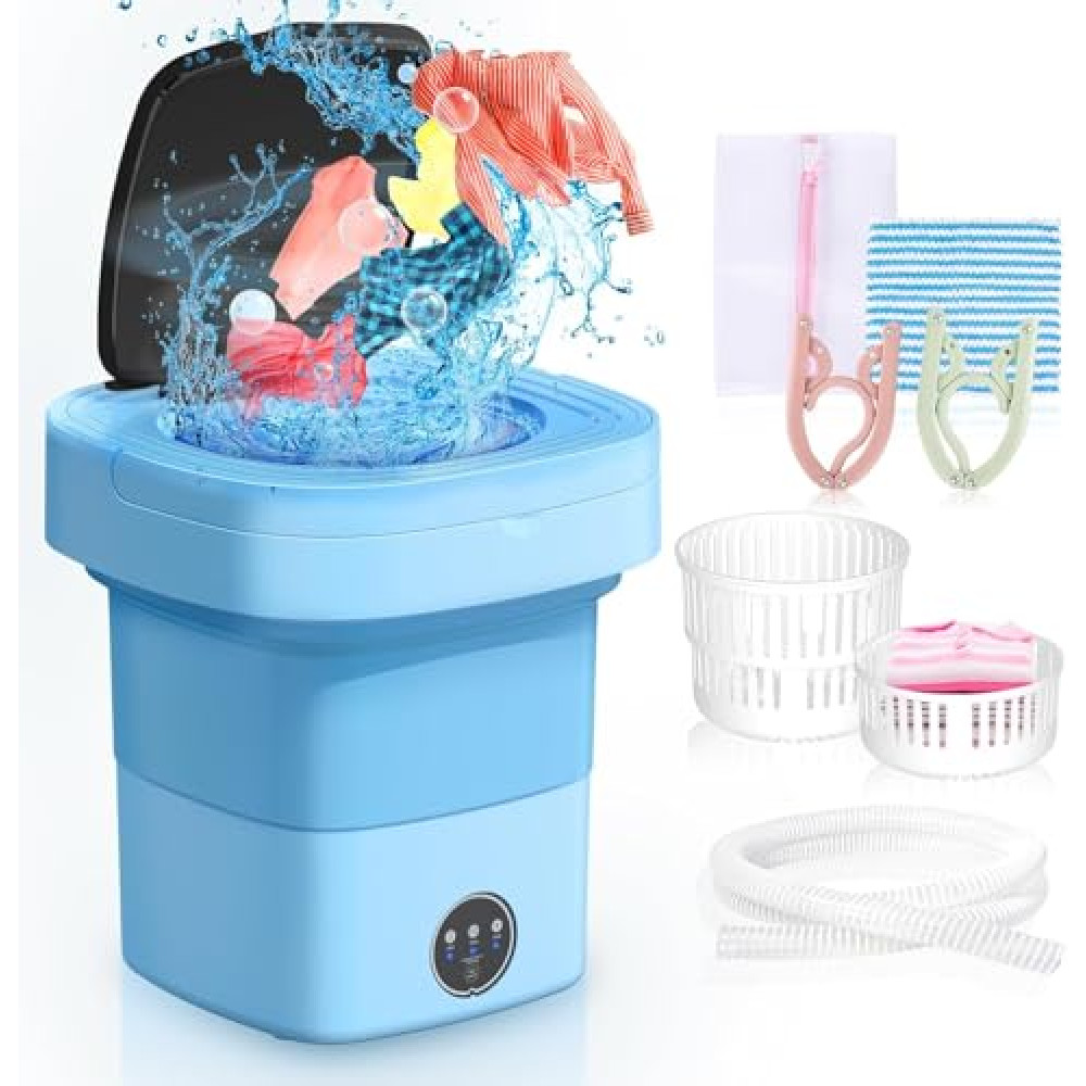 Portable Washing Machine with 3 Intelligent Cleaning Modes, 11L Mini Washer with Foldable Design, Mini Folding Washing for Travel, Camping, Apartment, Dorm, Baby Clothes, Socks and Underwear Washing Machines Fiyatı