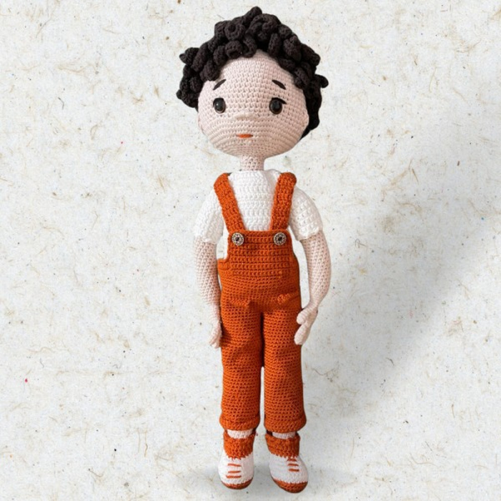 Portanda Amigurumi El Örgüsü Koton İp Oyuncak 45 cm. Boyunda Kıvırcık Erkek Bebek Bebek Oyuncakları Fiyatı