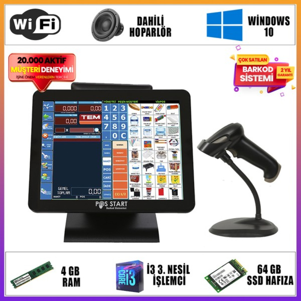 Pos Start Barkod Satış Sistemi Market-Büfe-Kantin Barkod Sistemi - Siyah Yazıcılar Fiyatı