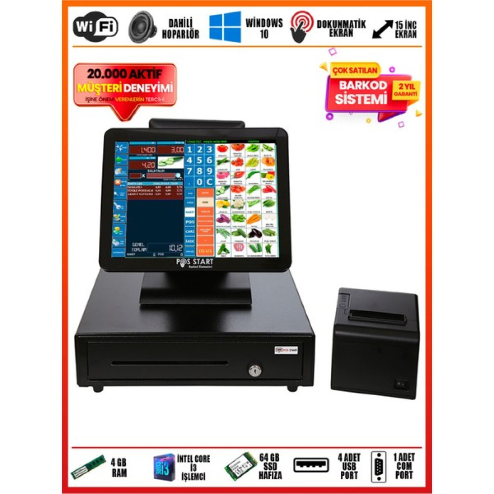 Pos Start Barkod Sistemi | Dönerci Seti | Evrensel Set - Siyah Yazıcılar Fiyatı